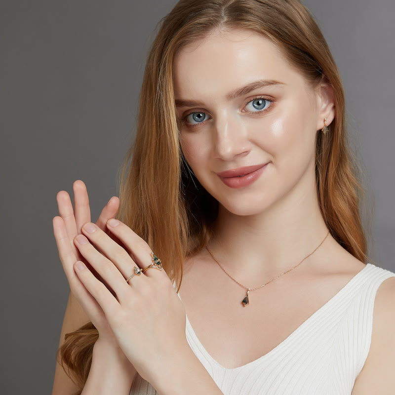 Moss Agate and White Zircon Jewellery Set – Lana-Necklace-State of Style