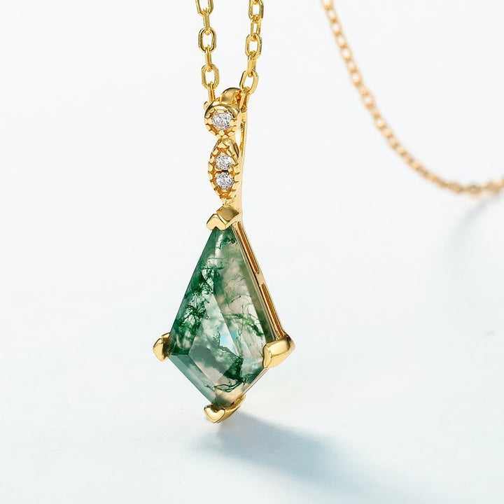 Moss Agate and White Zircon Jewellery Set – Lana-Necklace-State of Style