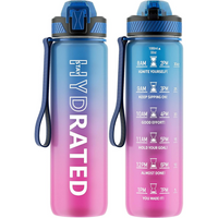 Motivational Leak-proof Bottle with Straw - Sports Bottle-Blue Purple-800 ml-State of Style