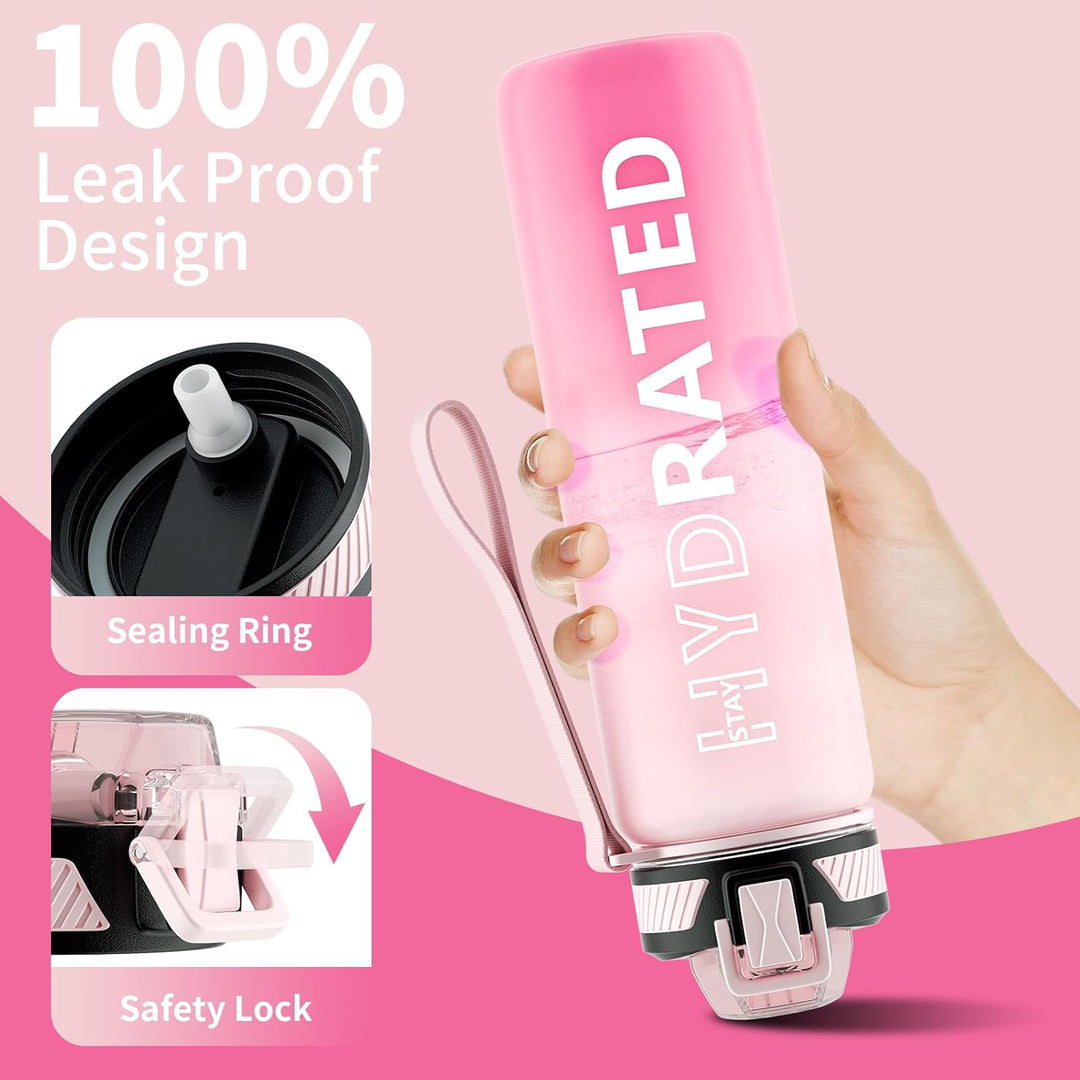 Motivational Leak-proof Bottle with Straw - Sports Bottle-Blue Purple-800 ml-State of Style