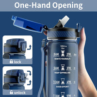 Motivational Leak-proof Bottle with Straw - Sports Bottle-Blue Purple-800 ml-State of Style