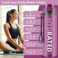 Motivational Leak-proof Bottle with Straw - Sports Bottle-Blue Purple-800 ml-State of Style