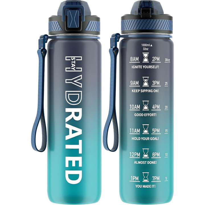 Motivational Leak-proof Bottle with Straw - Sports Bottle-Dark Blue-800 ml-State of Style