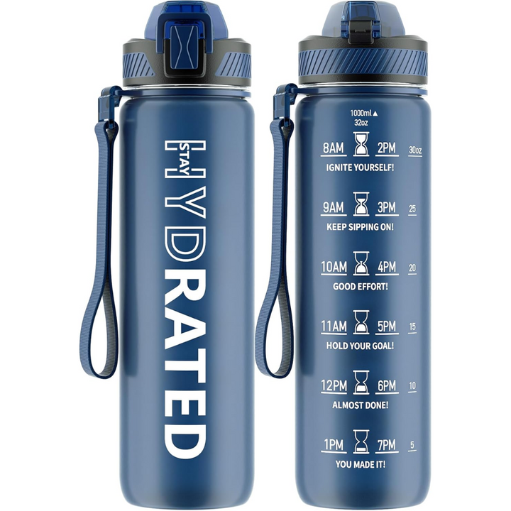 Motivational Leak-proof Bottle with Straw - Sports Bottle-Midnight Blue-800 ml-State of Style