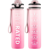Motivational Leak-proof Bottle with Straw - Sports Bottle-Pink Gradient-800 ml-State of Style