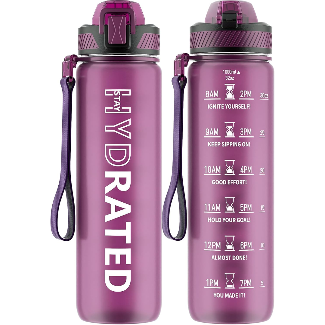 Motivational Leak-proof Bottle with Straw - Sports Bottle-Rose Red-800 ml-State of Style