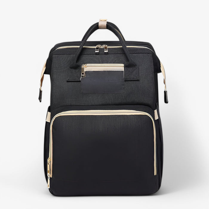 Multi-Functional Changing Bag with Pull-Out Baby Cot – Noëlle-Black - with ID card slot-State of Style