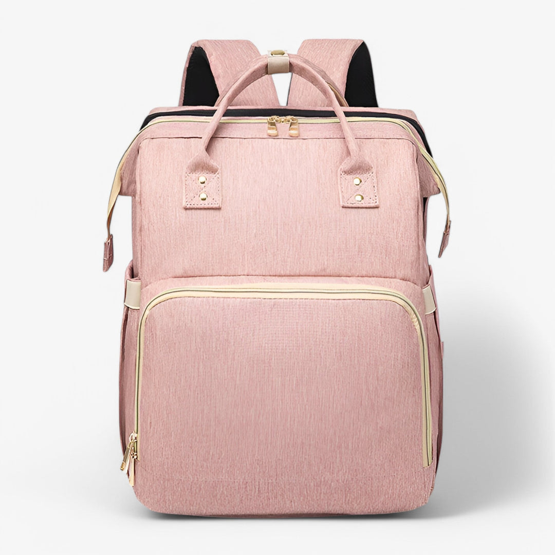 Multi-Functional Changing Bag with Pull-Out Baby Cot – Noëlle-Light pink - with ID card slot-State of Style