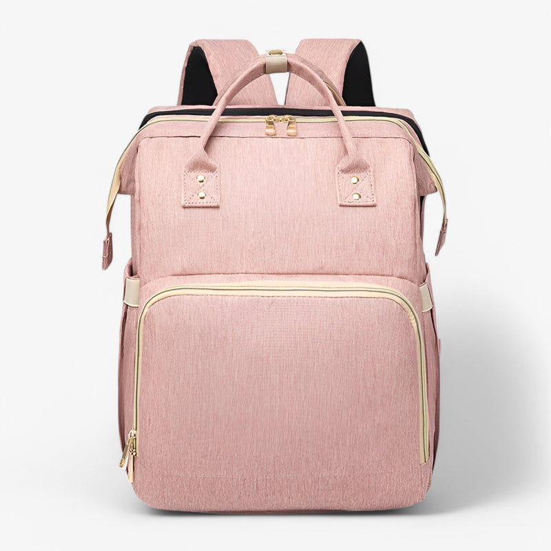 Multi-Functional Changing Bag with Pull-Out Baby Cot – Noëlle-Light pink - with ID card slot-State of Style