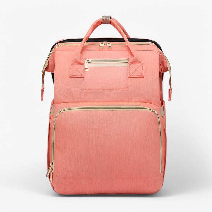 Multi-Functional Changing Bag with Pull-Out Baby Cot – Noëlle-Pink - with ID card slot-State of Style