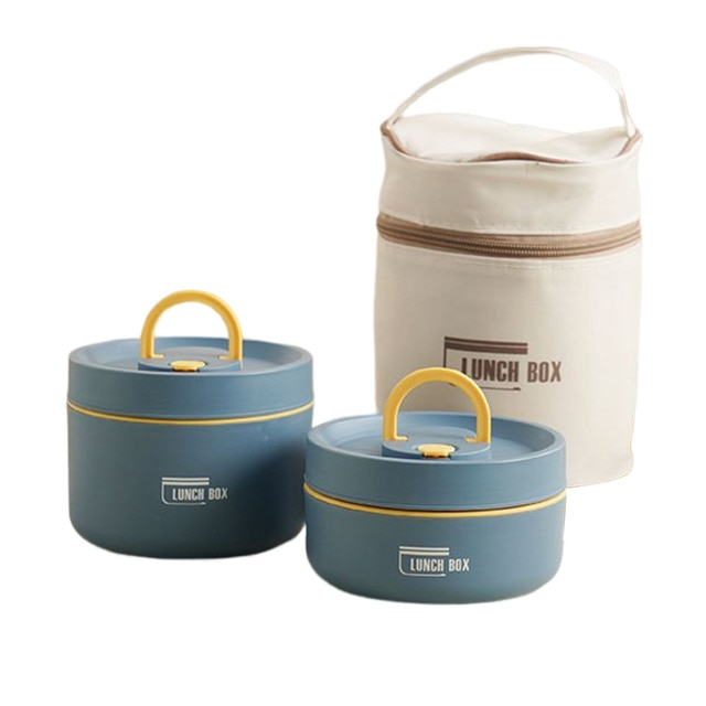 Multi-layer Insulated Lunch Box with FREE Carry Bag - ThermoBox-Blue-Small + Big-State of Style