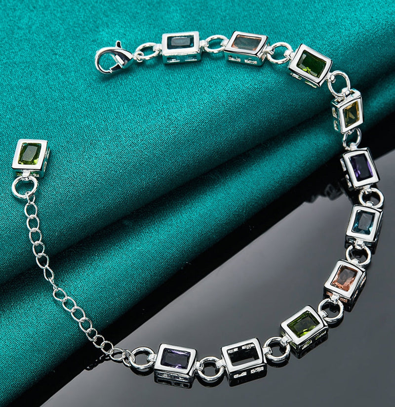 Multicolour Zircon Silver Bracelet | Elegant Women's Jewellery-State of Style