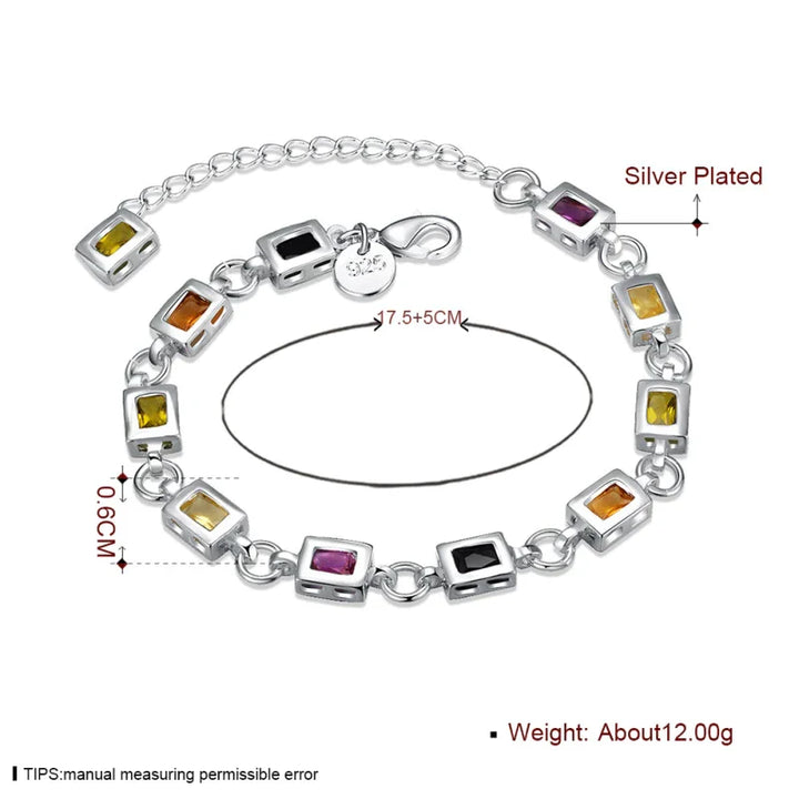 Multicolour Zircon Silver Bracelet | Elegant Women's Jewellery-State of Style