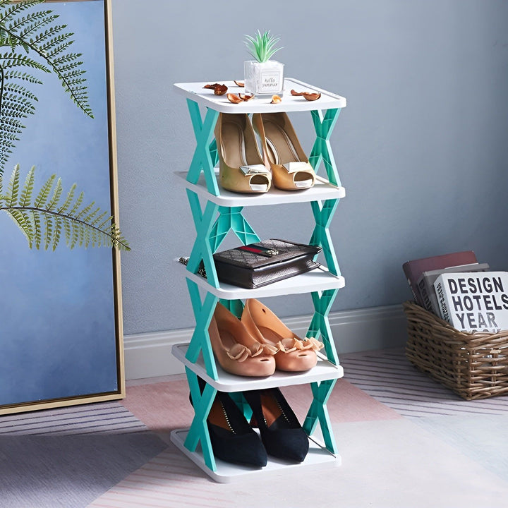 Multifunctional and Foldable Shoe Rack - SpaceSaver-5-Green-State of Style