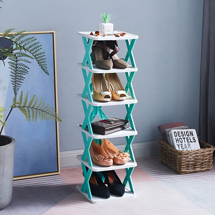 Multifunctional and Foldable Shoe Rack - SpaceSaver-6-Green-State of Style