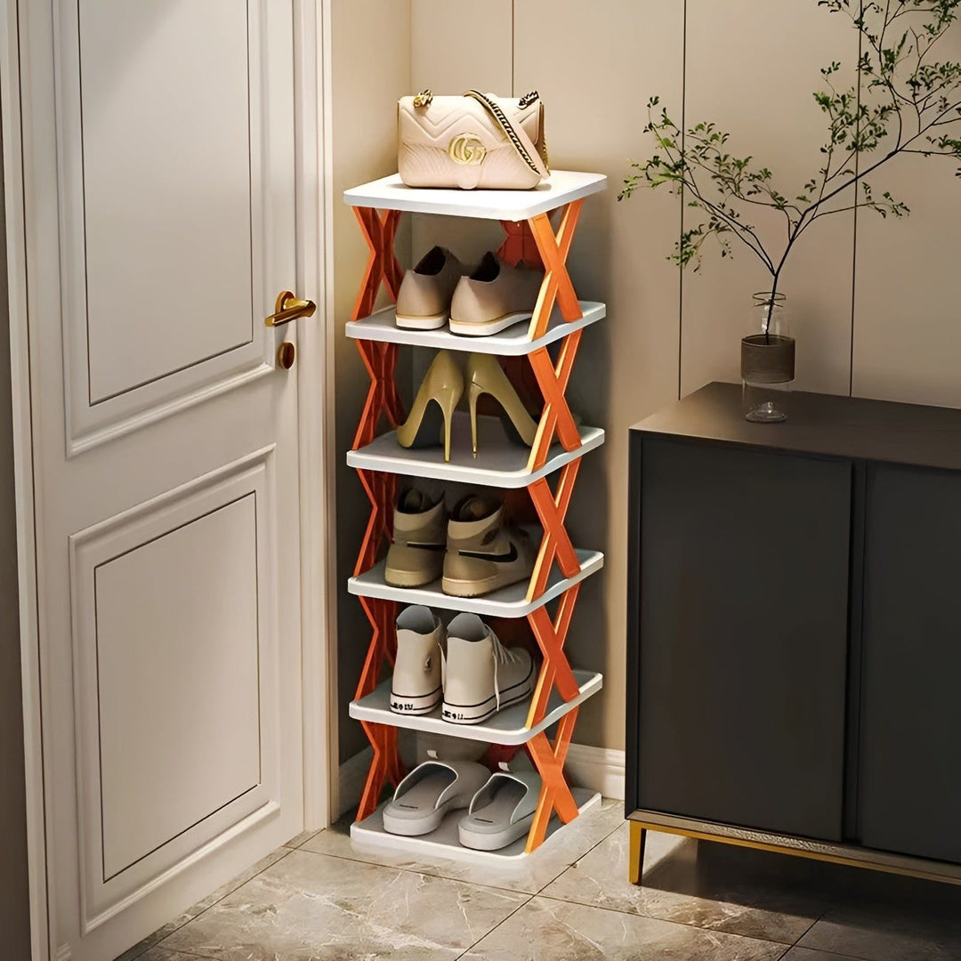 Multifunctional and Foldable Shoe Rack - SpaceSaver-6-Orange-State of Style