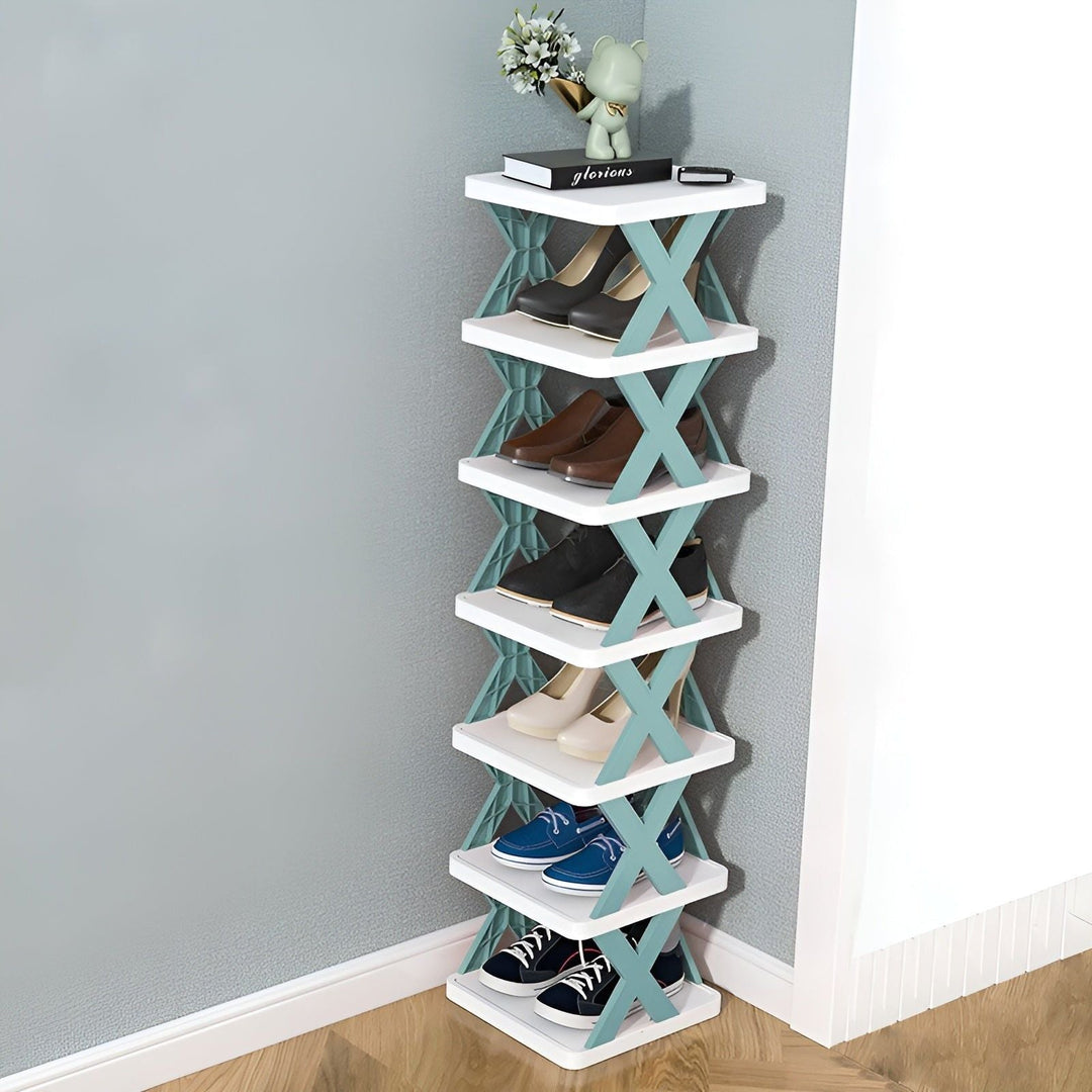 Multifunctional and Foldable Shoe Rack - SpaceSaver-7-Blue-State of Style