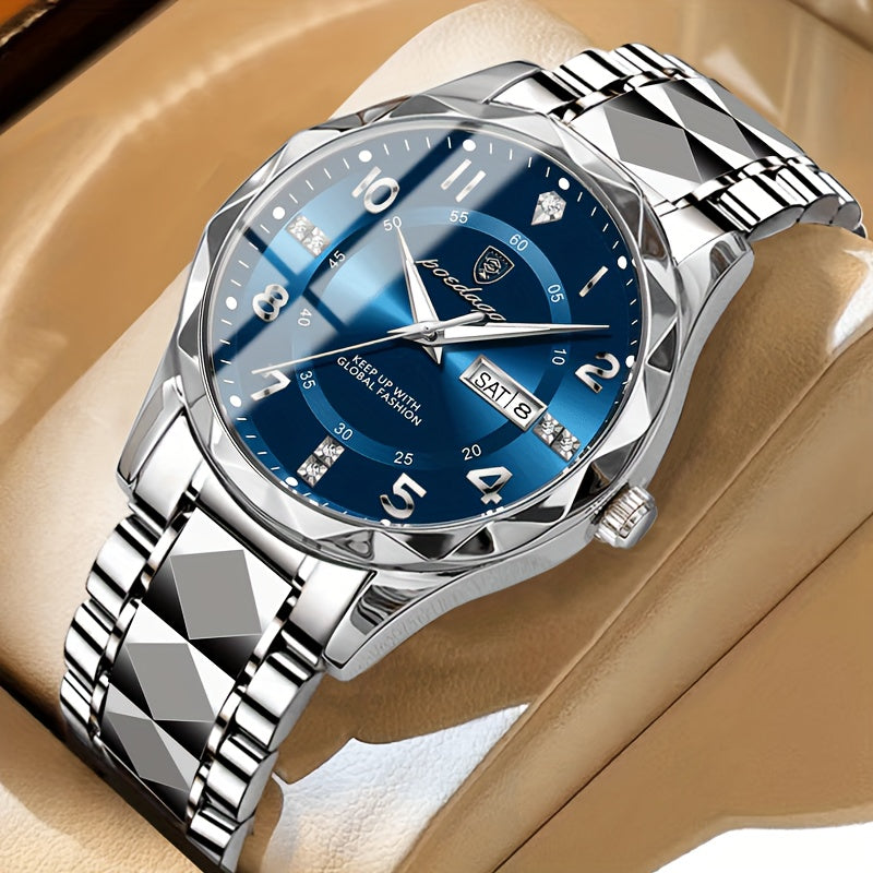 Multifunctional Waterproof Sports Watch for Men – Titan-Silver Shell with Blue Face-State of Style