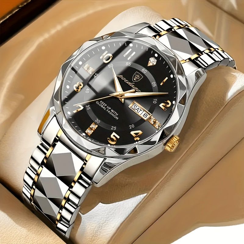 Multifunctional Waterproof Sports Watch for Men – Titan-Two-tone Gold Band with Black Face-State of Style