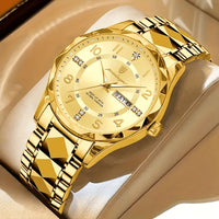 Multifunctional Waterproof Sports Watch for Men – Titan-Two-tone Gold Band with Blue Face-State of Style