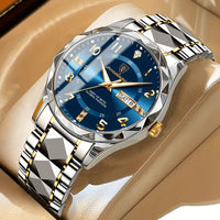 Multifunctional Waterproof Sports Watch for Men – Titan-Two-tone Gold Band with Blue Face-State of Style