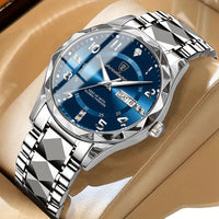 Multifunctional Waterproof Sports Watch for Men – Titan-Two-tone Gold Band with Blue Face-State of Style