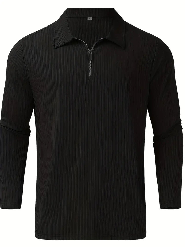 Muscle Fit Half-Zip Pullover-Black-S-State of Style