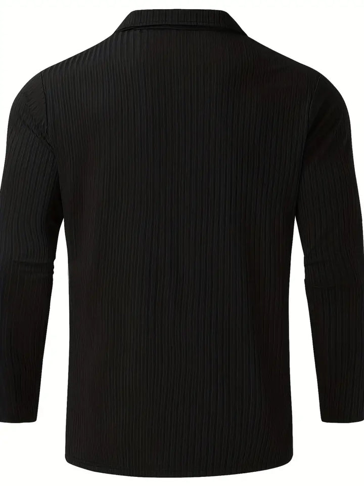 Muscle Fit Half-Zip Pullover-Black-S-State of Style