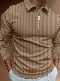 Muscle Fit Half-Zip Pullover-Khaki-S-State of Style