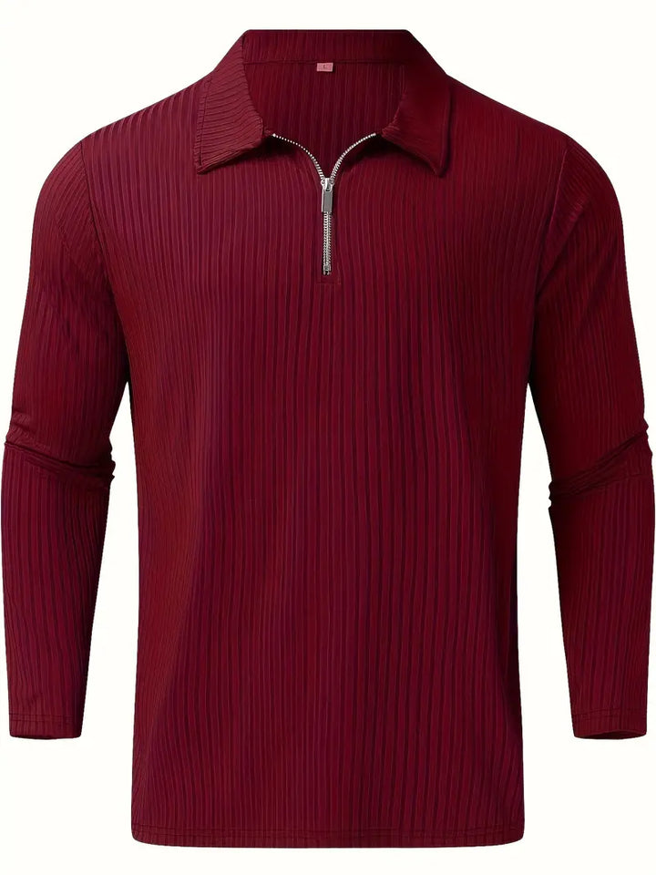 Muscle Fit Half-Zip Pullover-Red-S-State of Style