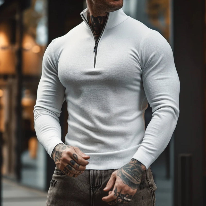 Muscle Fit Half Zip Sweater | Stylish & Comfortable-Black-Small (Sold out!)-State of Style