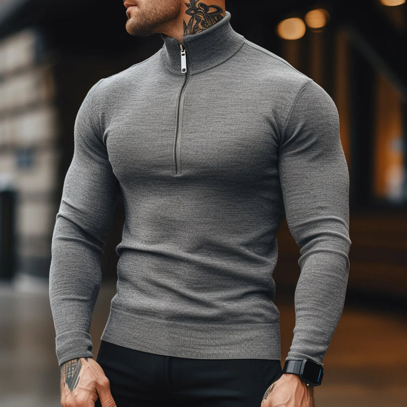 Muscle Fit Half Zip Sweater | Stylish & Comfortable-Black-Small (Sold out!)-State of Style
