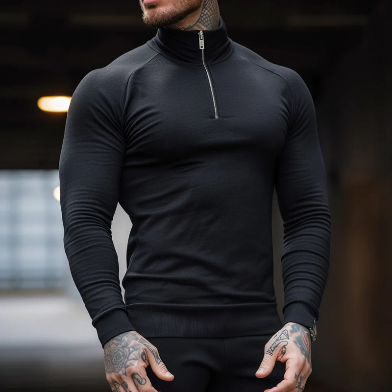Muscle Fit Half Zip Sweater | Stylish & Comfortable-Black-Small (Sold out!)-State of Style