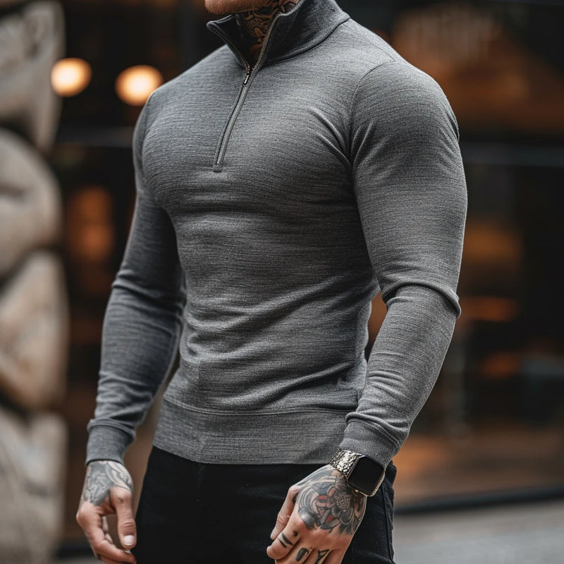 Muscle Fit Half Zip Sweater | Stylish & Comfortable-Black-Small (Sold out!)-State of Style
