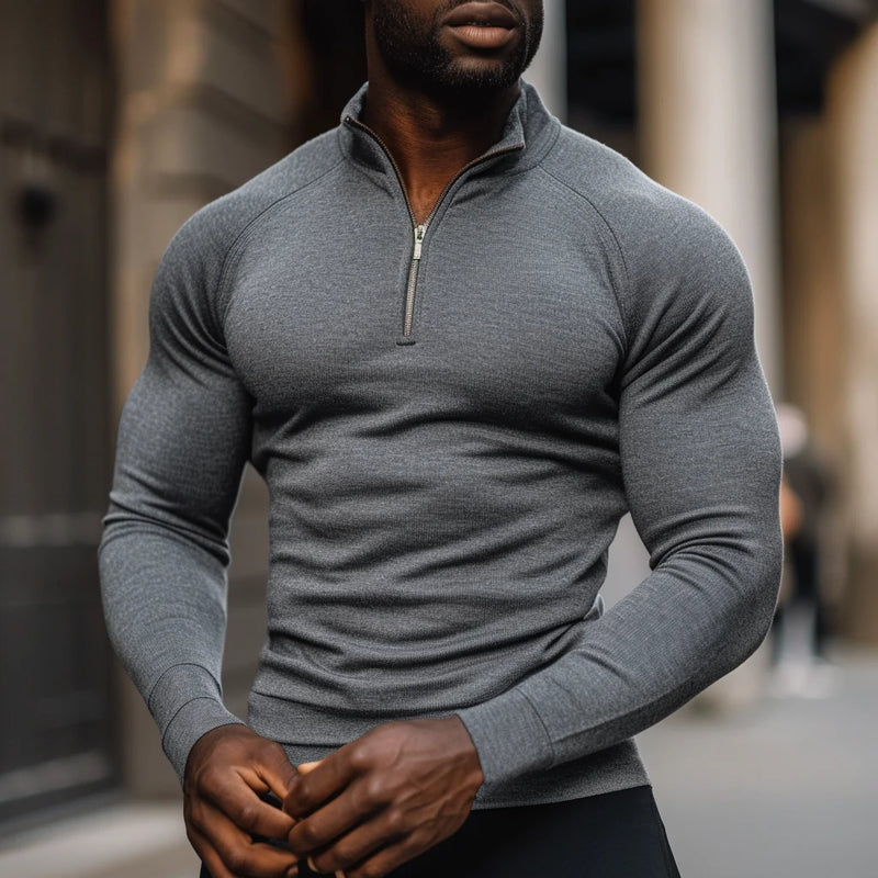 Muscle Fit Half Zip Sweater | Stylish & Comfortable-Black-Small (Sold out!)-State of Style