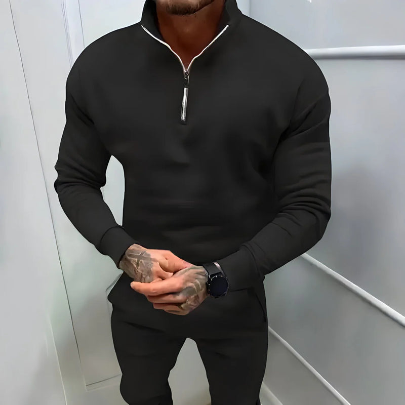 Muscle Fit Half Zip Sweater | Stylish & Comfortable-Black-Small (Sold out!)-State of Style