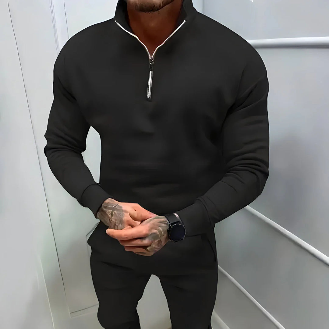 Muscle Fit Half Zip Sweater | Stylish & Comfortable-Black-Small (Sold out!)-State of Style