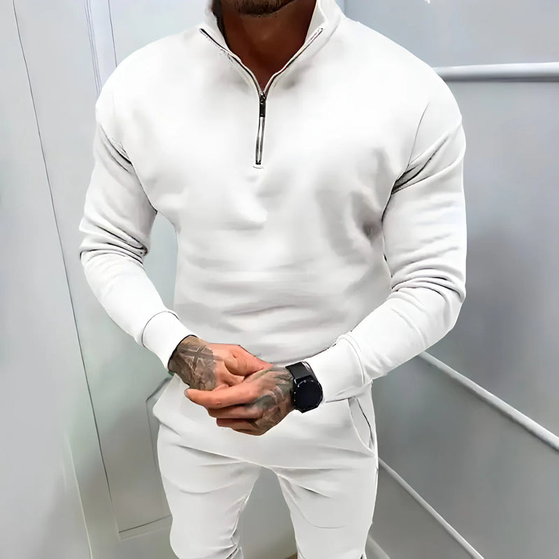 Muscle Fit Half Zip Sweater | Stylish & Comfortable-White-Small (Sold out!)-State of Style