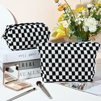 Must-Have Checked Make-up Bag Set-Black-State of Style