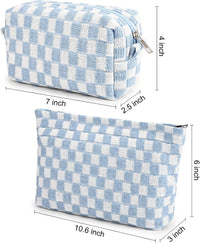 Must-Have Checked Make-up Bag Set-Red-State of Style