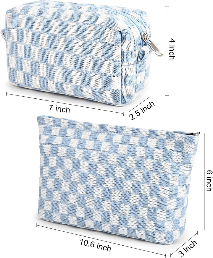 Must-Have Checked Make-up Bag Set-Red-State of Style