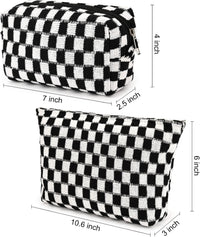 Must-Have Checked Make-up Bag Set-Red-State of Style