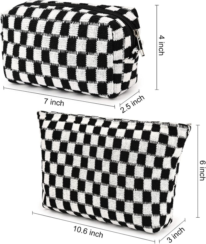 Must-Have Checked Make-up Bag Set-Red-State of Style