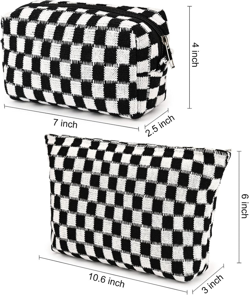 Must-Have Checked Make-up Bag Set-Red-State of Style