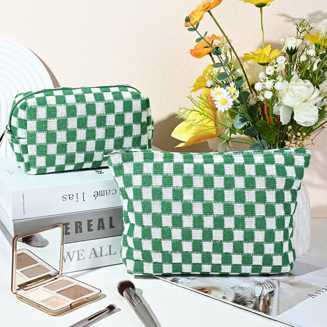Must-Have Geruite Make-up Tas Set-Groen-State of Style