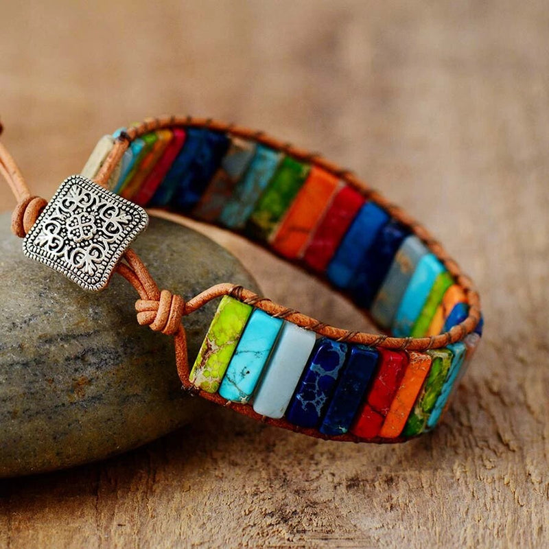 Mystic Journey Bracelet | Tibetan Rainbow Jasper Stones-State of Style