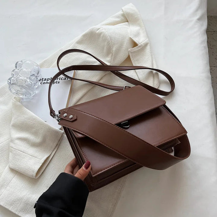 Nadine Traditional Bag – Double-Layered Flap Shoulder Bag-Coffee-State of Style