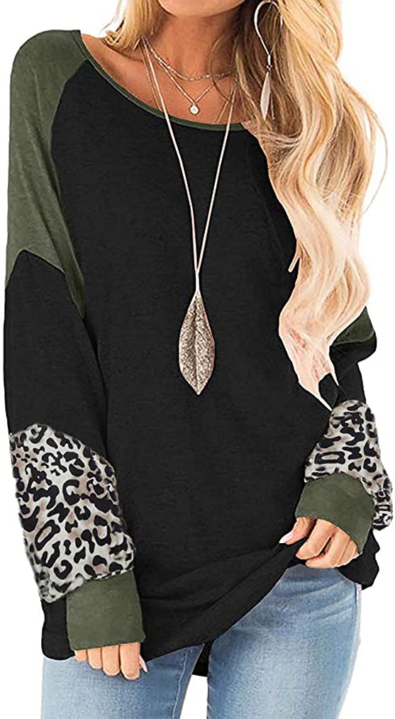 Naggoo – Colour Block Leopard Print Crew Neck Sweatshirt-Black 02-Select-State of Style