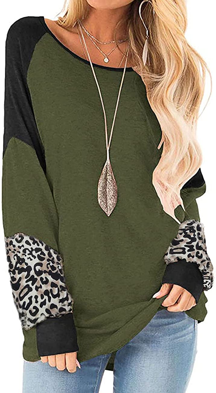 Naggoo – Colour Block Leopard Print Crew Neck Sweatshirt-Green-Select-State of Style