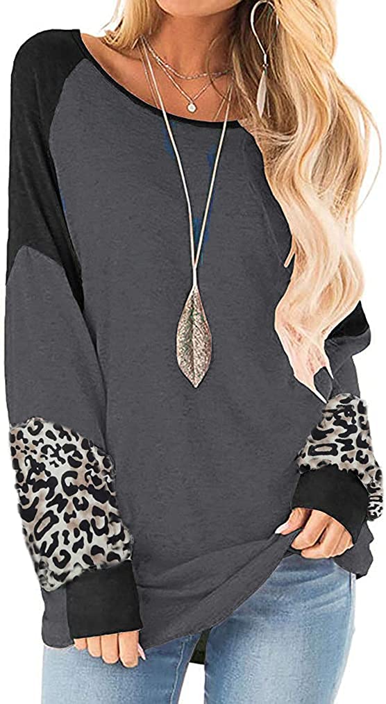 Naggoo – Colour Block Leopard Print Crew Neck Sweatshirt-Grey-Select-State of Style